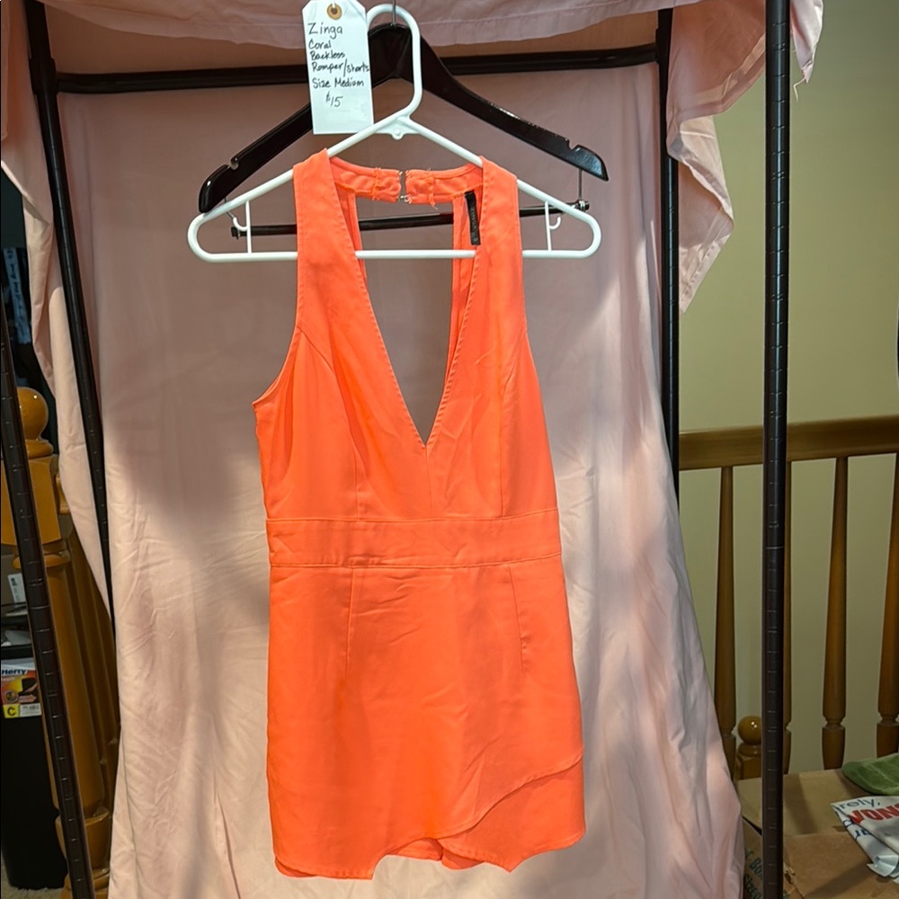 Zinga Coral Backless Shorts Romper